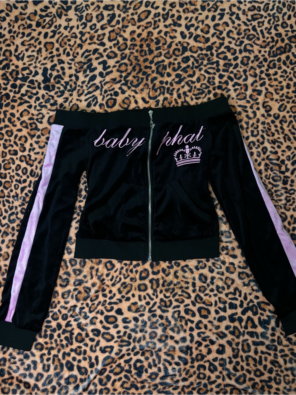 Y2K Baby Phat Off Shoulder Zip Up Jacket Sweatshirt